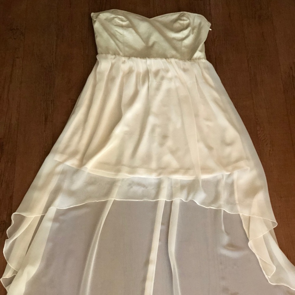Strapless high low cream dress